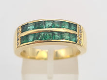 Load image into Gallery viewer, A5648: Vintage:18ct Gold Emeralds (1.25ct)  Diamonds Band- Old &amp; Heavy, Statement
