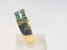 Load image into Gallery viewer, A5648: Vintage:18ct Gold Emeralds (1.25ct)  Diamonds Band- Old &amp; Heavy, Statement
