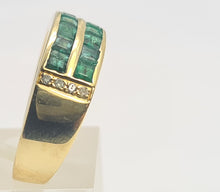 Load image into Gallery viewer, A5648: Vintage:18ct Gold Emeralds (1.25ct)  Diamonds Band- Old &amp; Heavy, Statement
