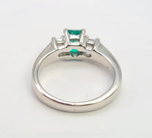 Load image into Gallery viewer, 8327: Vintage: Platinum Emerald Cut Emerald Princess Cut Diamonds Ring
