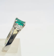 Load image into Gallery viewer, 8327: Vintage: Platinum Emerald Cut Emerald Princess Cut Diamonds Ring
