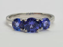 Load image into Gallery viewer, 8330: Vintage: Platinum Violet Blue Tanzanites Diamonds Half-Eternity/Stacker Ring
