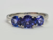 Load image into Gallery viewer, 8330: Vintage: Platinum Violet Blue Tanzanites Diamonds Half-Eternity/Stacker Ring
