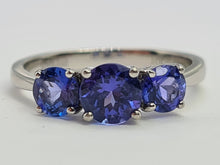 Load image into Gallery viewer, 8330: Vintage: Platinum Violet Blue Tanzanites Diamonds Half-Eternity/Stacker Ring
