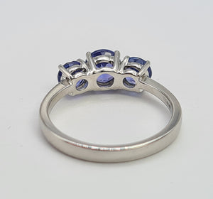 8330: Vintage: Platinum Violet Blue Tanzanites Diamonds Half-Eternity/Stacker Ring