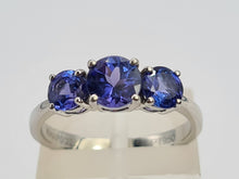 Load image into Gallery viewer, 8330: Vintage: Platinum Violet Blue Tanzanites Diamonds Half-Eternity/Stacker Ring
