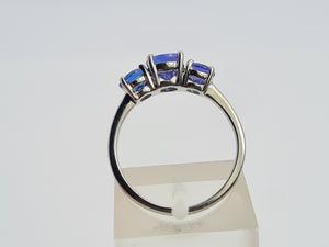 8330: Vintage: Platinum Violet Blue Tanzanites Diamonds Half-Eternity/Stacker Ring