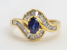 Load image into Gallery viewer, 0268:   Vintage; 18ct Gold French Blue Sapphires Diamonds Art Deco Style Cocktail Ring-
