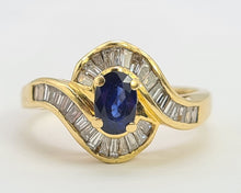 Load image into Gallery viewer, 0268:   Vintage; 18ct Gold French Blue Sapphires Diamonds Art Deco Style Cocktail Ring-
