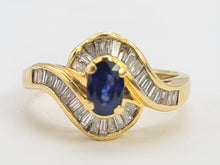 Load image into Gallery viewer, 0268:   Vintage; 18ct Gold French Blue Sapphires Diamonds Art Deco Style Cocktail Ring-
