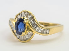 Load image into Gallery viewer, 0268:   Vintage; 18ct Gold French Blue Sapphires Diamonds Art Deco Style Cocktail Ring-
