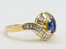 Load image into Gallery viewer, 0268:   Vintage; 18ct Gold French Blue Sapphires Diamonds Art Deco Style Cocktail Ring-
