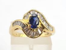 Load image into Gallery viewer, 0268:   Vintage; 18ct Gold French Blue Sapphires Diamonds Art Deco Style Cocktail Ring-
