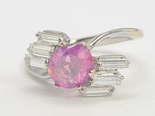 Load image into Gallery viewer, 0025:  Vintage: 18ct Gold Pink Sapphire Diamonds Geometric Set Cocktail Ring-
