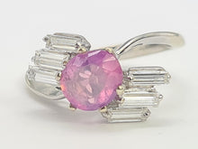Load image into Gallery viewer, 0025:  Vintage: 18ct Gold Pink Sapphire Diamonds Geometric Set Cocktail Ring-
