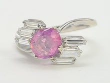 Load image into Gallery viewer, 0025:  Vintage: 18ct Gold Pink Sapphire Diamonds Geometric Set Cocktail Ring-
