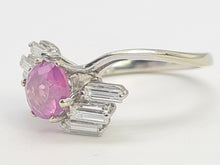 Load image into Gallery viewer, 0025:  Vintage: 18ct Gold Pink Sapphire Diamonds Geometric Set Cocktail Ring-
