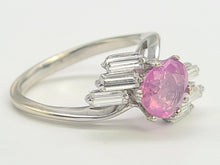 Load image into Gallery viewer, 0025:  Vintage: 18ct Gold Pink Sapphire Diamonds Geometric Set Cocktail Ring-

