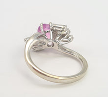 Load image into Gallery viewer, 0025:  Vintage: 18ct Gold Pink Sapphire Diamonds Geometric Set Cocktail Ring-
