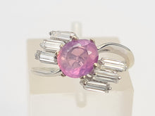 Load image into Gallery viewer, 0025:  Vintage: 18ct Gold Pink Sapphire Diamonds Geometric Set Cocktail Ring-
