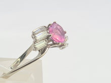 Load image into Gallery viewer, 0025:  Vintage: 18ct Gold Pink Sapphire Diamonds Geometric Set Cocktail Ring-
