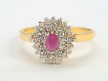 Load image into Gallery viewer, 0036:  Vintage: Rare -22ct Gold Ruby Diamonds Halo Cluster Ring- Superb quality
