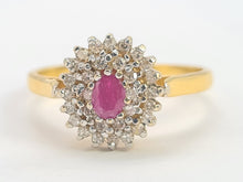 Load image into Gallery viewer, 0036:  Vintage: Rare -22ct Gold Ruby Diamonds Halo Cluster Ring- Superb quality
