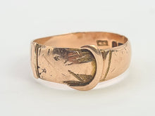 Load image into Gallery viewer, 0055: Antique: 9ct Rose gold Buckle/Stacker Ring- Date Mark 1863- 161 years old
