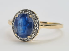 Load image into Gallery viewer, 0065: Vintage: 9ct Gold Persian Blue Sapphire Diamonds Dress Ring- lovely cut and colour
