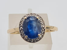 Load image into Gallery viewer, 0065: Vintage: 9ct Gold Persian Blue Sapphire Diamonds Dress Ring- lovely cut and colour
