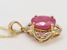 Load image into Gallery viewer, A0197: Vintage: 9ct Gold Voluptuous Rich Red Ruby Diamonds Pendant &amp; Necklace- exquisite
