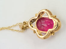 Load image into Gallery viewer, A0197: Vintage: 9ct Gold Voluptuous Rich Red Ruby Diamonds Pendant &amp; Necklace- exquisite
