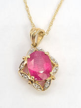 Load image into Gallery viewer, A0197: Vintage: 9ct Gold Voluptuous Rich Red Ruby Diamonds Pendant &amp; Necklace- exquisite
