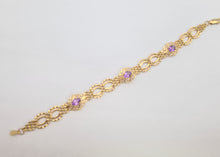 Load image into Gallery viewer, 0089: Vintage 9ct Gold Bracelet with oval cut lilac  amethysts in excellent condition.
