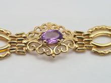 Load image into Gallery viewer, 0089: Vintage 9ct Gold Bracelet with oval cut lilac  amethysts in excellent condition.
