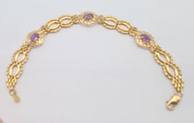 Load image into Gallery viewer, 0089: Vintage 9ct Gold Bracelet with oval cut lilac  amethysts in excellent condition.
