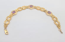 Load image into Gallery viewer, 0089: Vintage 9ct Gold Bracelet with oval cut lilac  amethysts in excellent condition.
