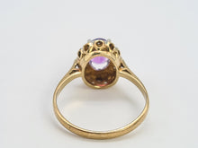 Load image into Gallery viewer, 0096: Vintage:9ct Gold Oval Amethyst 12 Diamond Halo Ring-
