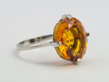 Load image into Gallery viewer, 0281: Vintage: Platinum Fiery Orange Citrine Solitaire Signet Ring.
