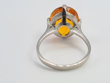 Load image into Gallery viewer, 0281: Vintage: Platinum Fiery Orange Citrine Solitaire Signet Ring.
