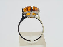 Load image into Gallery viewer, 0281: Vintage: Platinum Fiery Orange Citrine Solitaire Signet Ring.
