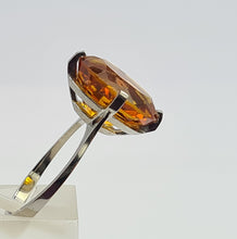 Load image into Gallery viewer, 0281: Vintage: Platinum Fiery Orange Citrine Solitaire Signet Ring.
