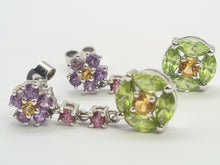 Load image into Gallery viewer, 0178: Vintage: 18ct White Gold Multi-Gems Drop Earrings- beautifully paired
