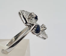 Load image into Gallery viewer, A0006: Vintage: 18ct White Gold Art Deco Design Blue Sapphires Diamonds Ring- Geometric set
