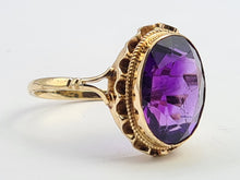 Load image into Gallery viewer, 0063: Vintage: 9ct Gold Rich Purple Amethyst Solitaire- Date Mark 1974
