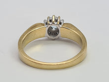 Load image into Gallery viewer, 0326: Vintage: 9ct Gold Blue Aquamarine 12 Diamonds Daisy Ring- sparkling beauty
