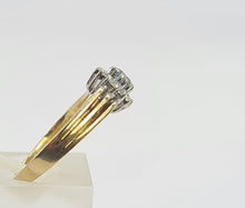 Load image into Gallery viewer, 0326: Vintage: 9ct Gold Blue Aquamarine 12 Diamonds Daisy Ring- sparkling beauty
