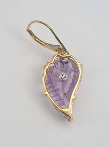 0207: Vintage: 9ct Gold Lilac Amethyst Diamonds Pendant