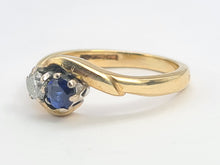 Load image into Gallery viewer, Vintage: 9ct Gold Sapphire Diamond (0.18ct)&quot;Duo Toi et Moi&quot; Ring- Date Mark 1993
