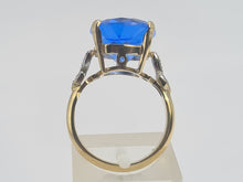 Load image into Gallery viewer, 0278: Vintage: 9ct Gold Large Vivid Iolite Diamonds Cocktail Ring- heavenly blue statement piece
